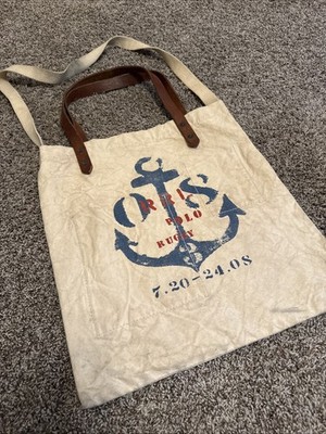 RRL RALPH LAUREN Polo Rugby Sailer Canvas Leather 2-Way Tote Bag