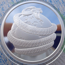 1 oz. 2025 YEAR OF THE SNAKE V1 Mini-Mintage proof.999 fine silver