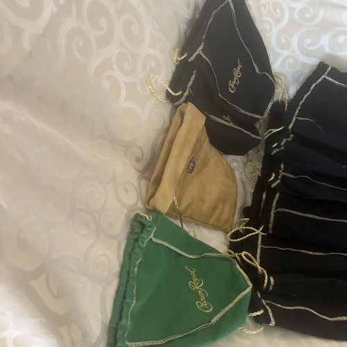 Lot of 11 Crown Royal Black, Green, Gold Drawstring Bags | Assorted Sizes - M - Picture 3 of 7