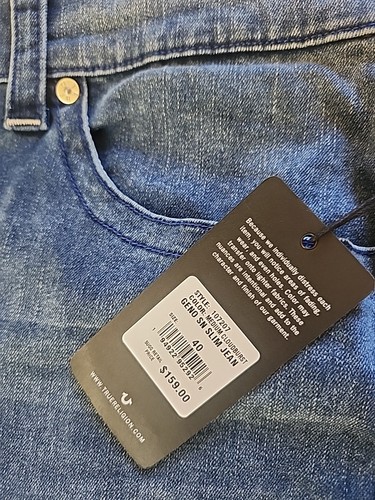 NWT $159 MEN'S TRUE RELIGION JEANS Geno Relaxed Slim Medium Cloudburst SZ 40 - Picture 3 of 7