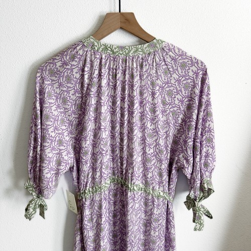 Kaktus + Perlen Kleid Damen Medium Lila Blumen Maxi Stufen Boho Bauern NEU - Bild 8 von 17