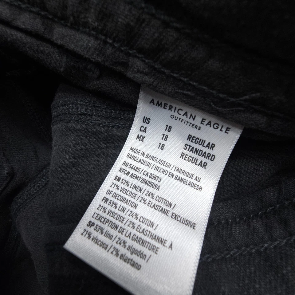 Maxi Falda American Eagle tiro bajo talla 18 gris lino algodón elástico Lagenlook Foto 3 de 4