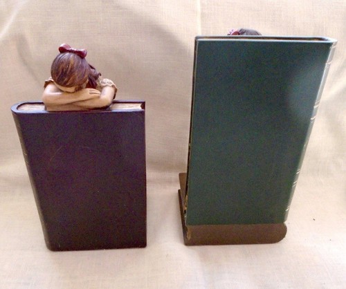 Vintg Hide and Seek 3 Piece Bookend Set, Hallmark Young Girls Play in Library - Picture 2 of 6