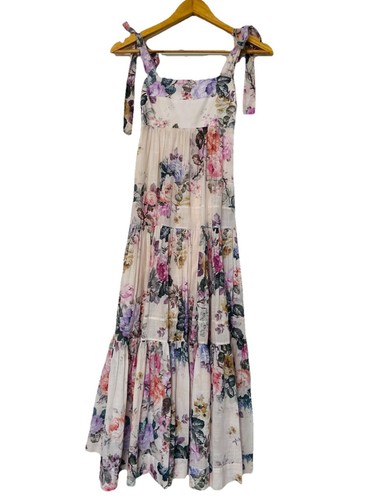 Zimmermann Dress Size 0P AU6 US2 Brighton Tie Shoulder Floral Tiered Midi Maxi - Picture 7 of 18