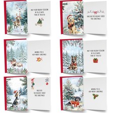 24 Pack Dog Christmas Cards with Envelopes & Stickers - 6 Designs, 4" x 6" fo...