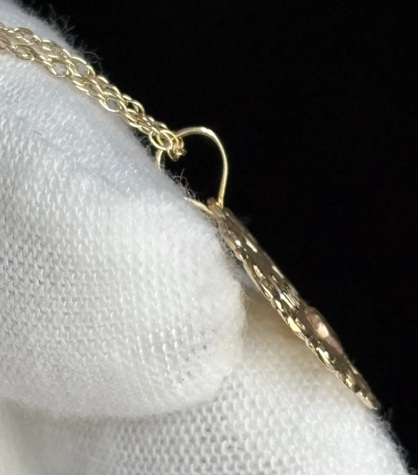 14k Yellow & Rose Gold Grandma Heart Pendant 21 inch Rope Chain Necklace 1.94g - Image 3 of 4