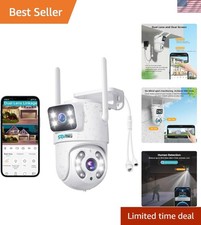 Wired Outdoor PTZ Security Camera 6MP Dual Lens 360  Night Vision