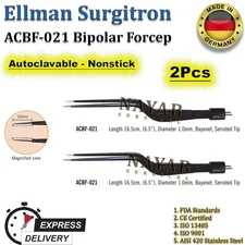 Ellman Surgitron ACBF-021 Bipolar Forcep Reusable-Autoclavable - Nonstick 2Pcs
