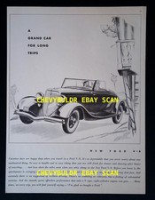 1934 Ford Roadster Large Vintage Ad A Grand Car For Long Trips