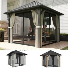 3 x 3(m) Hardtop Gazebo with Metal Roof, Netting and Curtains