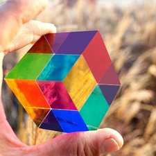 CMY Color Cube, 2.0 Inch 50Mm Acrylic Mixing Color Cube Prism for Physics Educ