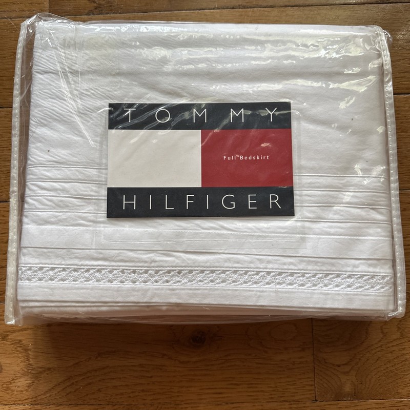 Tommy Hilfiger KERRY White Full Bedskirt NEW Stitched Hem