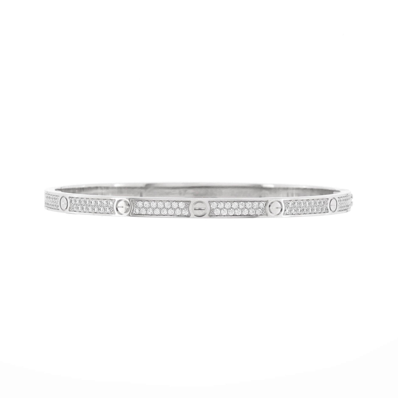 Cartier 18K White Gold Pave Diamond Love Bracelet Small Model-image