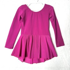 Toddler Girls Long Sleeve Stretch Dance Ballet Leotard Dress Sheer Tutu Skirt M