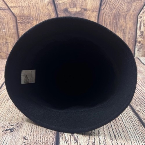 Retro Black Cloche Bucket Style Button Hat 100% Wool - Picture 6 of 8