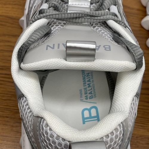 Balmain B-East Men's Low Top Sneaker Shoes Grey Turquoise Size 42 / US 9 - Italy - Picture 10 of 21
