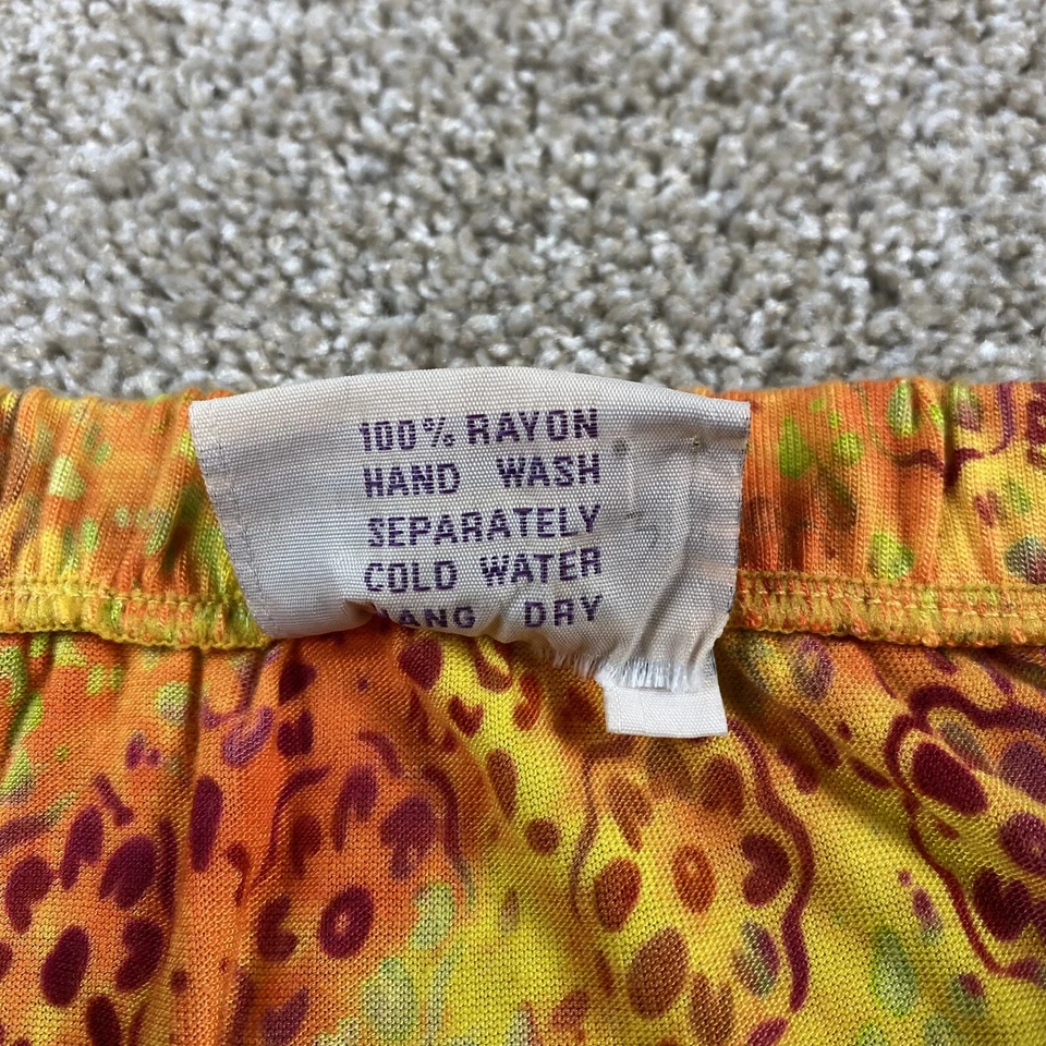 Falda Tejida Santiki Mujer S M Naranja Amarillo Floral Medallón Imitación Envoltura Plisada Foto 3 de 4