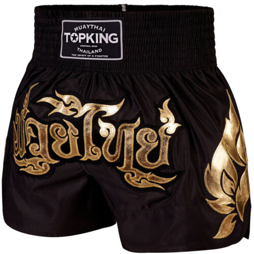 TKB Top King TKTBS229 Muay Thai Boxing Shorts Kickboxing MMA Black Free Shipping - Afbeelding 1 van 5