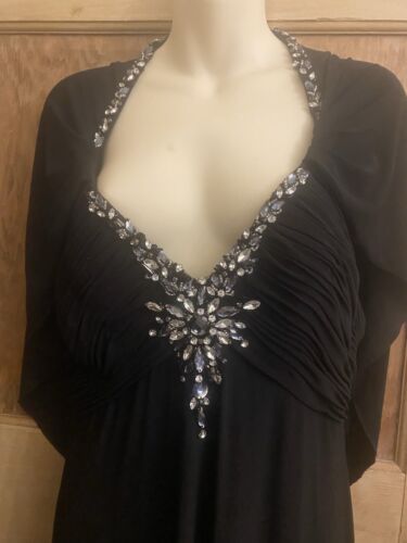 MASCARA Size 16 Black Maxi Dress Jewel Sparkly Y2K Prom Ball Gown Cruise Wedding - Picture 4 of 9