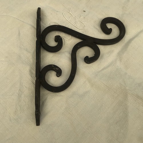 Vintage French Coat Rack Wroght iron Hanger Wall Mount Antique 2 Hook Black - Picture 7 of 10