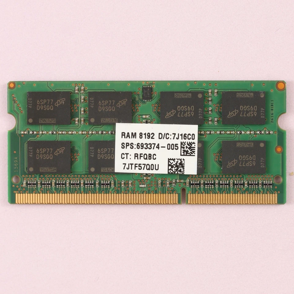 8GB DDR3 RAM PC3L-14900S 1866Mhz Micron 1.35V 204 Pin SoDimm Memory - Image 2 of 2