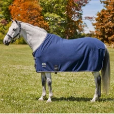 SmartPak Deluxe Fleece Cooler Size 69 - Navy w/ Ocean & Mist Trim - EUC