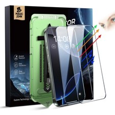 MAGIC JOHN 2 Pack for iPhone 16 Pro 6.3" clear tempered Glass Screen Protector