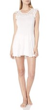  48 NWT BETSEY JOHNSON WHITE FLUTTER SLEEVE CHEMISE W/ MESH TRIM SIZE LARGE JL94