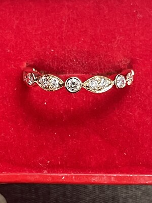 Tiffany 18 K Gold Jazz Swing Diamond Eternity Band Ring Sz