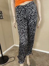 Women s Black Polka Dot Polyester Casual Summer Zip Pocket Tied Size S Pants
