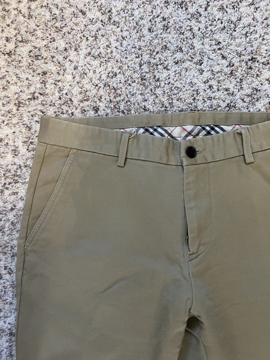 Burberry London Pants Khakis Flat Front Men's 34/32 Straight
