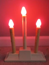 Christmas Window Decor Candolier Electric Plug In 3 Red Candles Candelabra #223