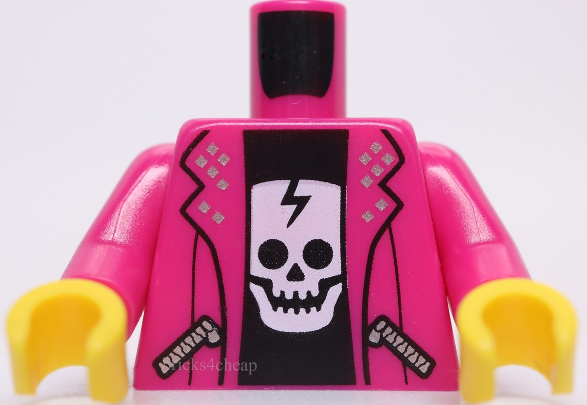 Lego Torso Jacket Open Pockets Silver Zippers Shirt Cracked Skull