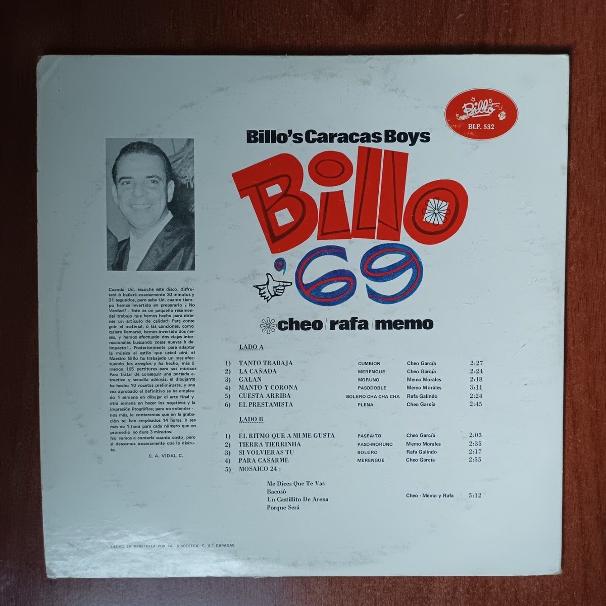 Billos Caracas Boys – Billo '69 [1968] Vinyl LP Cumbia Merengue