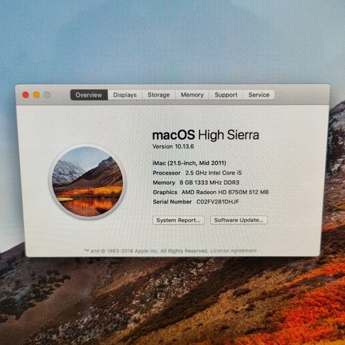 Apple iMac 21,5" Desktop Intel i5 2,5GHZ 8GB RAM 256GB SSD HD 6750M A1311 2011 - Bild 10 von 10
