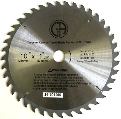 10'' Inch 40T Circular Saw Blade for WOOD with Nails  TC151N