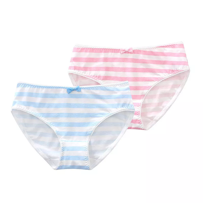 Blue Pink Striped Women Panties Underwear Briefs Cute Girls Janpan