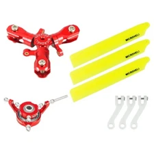 Microheli CNC Triple Yellow Plastic Blades Conversion Set (RED) - GOOSKY S1