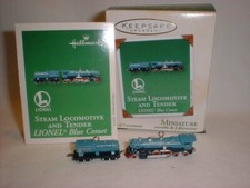 2003 Hallmark STEAM LOCOMOTIVE and TENDER Lionel Blue Comet Miniature Ornament