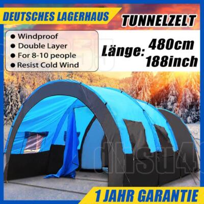 8-10 people tunnel tent family tent outdoor camping tent groups tunnel tent Blau