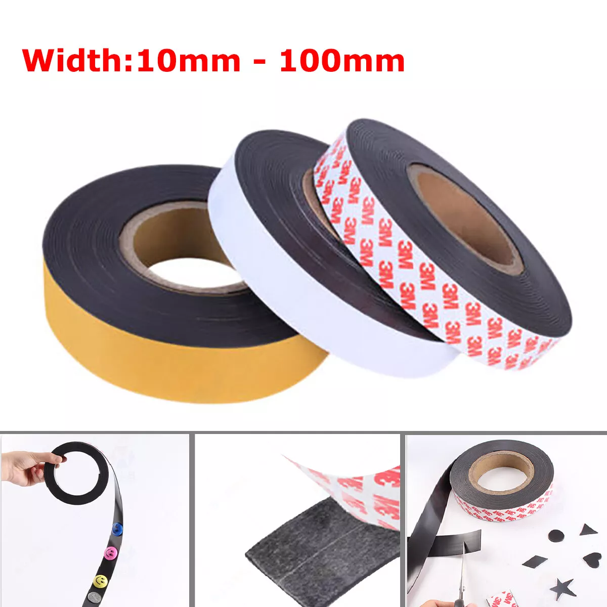Magnetic Tape Self Adhesive Sticky Magnet Strips Roll Width 10mm-100mm  Craft DIY