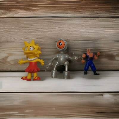 #ad 3 Vintage Toy Lot LISA SIMPSON BLINKY ALADDIN SALUK Disney Bendy Figures $14.95