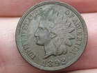 1892 Indian Head Cent Penny, XF Details, LIBERTY Visible, 2.5 Diamonds