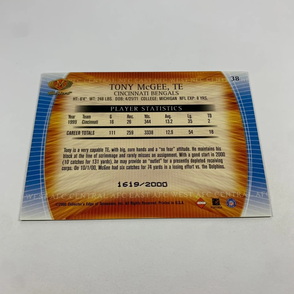 2000 Collectors Edge Masters Tony McGee #38 /2000 - Image 2 of 2