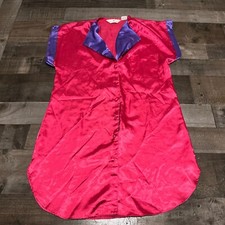Ashley Ames Nightgown Pink Satin Button Down Sleepwear Casual 90s size Small VTG