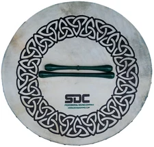 GREEN Celtic Circle Design BODHRAN DRUM Irish 18" Bag and tipper Included