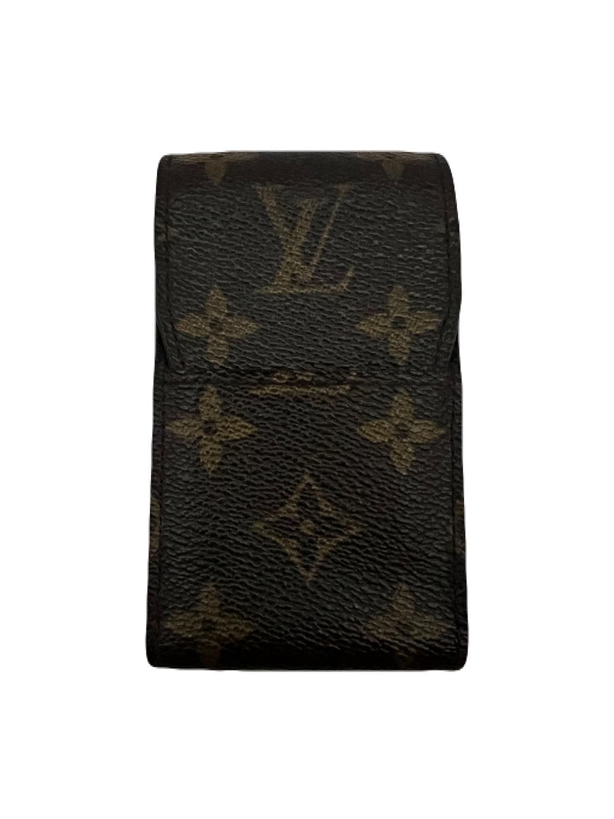 Louis Vuitton Cigarette Case Leather Brown USED E0925-3