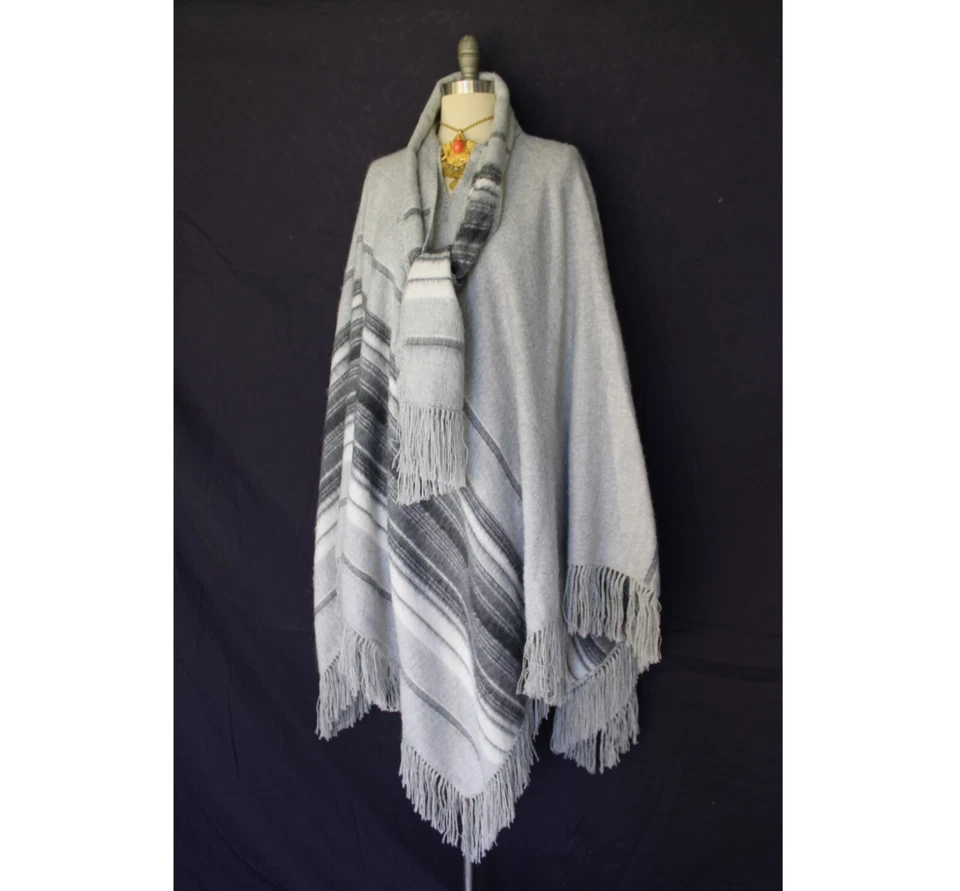 Poncho manta de comercio justo de alpaca vintage jersey peruano capa capa chaqueta Foto 2 de 4