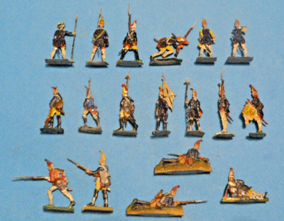 20 Soldats Français Plats D'étain - Guerre 1870 - Zinnfiguren Heinrichsen 30mm