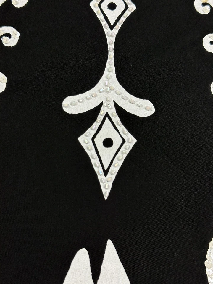 Soft Surroundings Vintage Black Paint Fish Beaded Stretch Midi Skirt Size L - Изображение 4 из 4